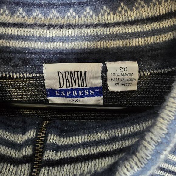 Vintage Denim Express Pullover-Blue/White-Men's 2X‎ - Picture 2 of 6